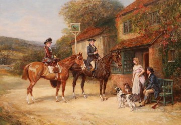 horse cats Painting - hunters guest rural Heywood Hardy horse riding